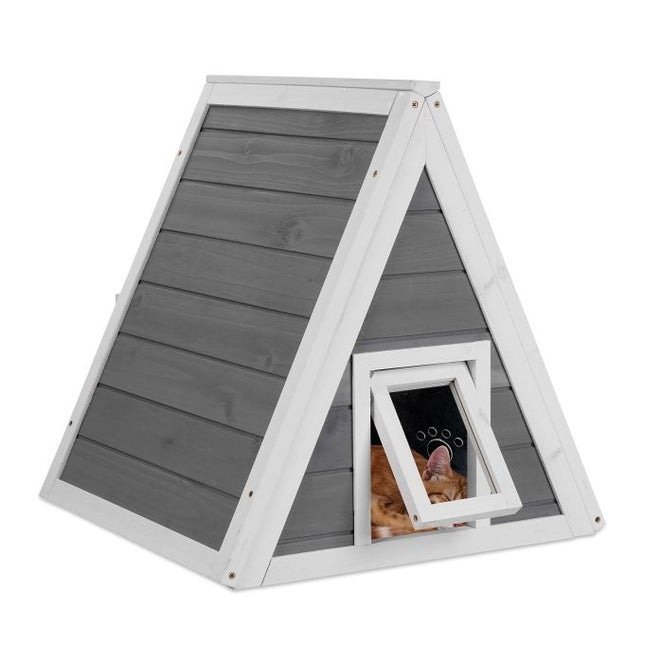 Weatherproof wooden cat house