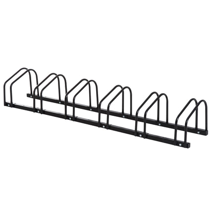 Weather-resistant bicycle stand in steel, floor and wall mount, black