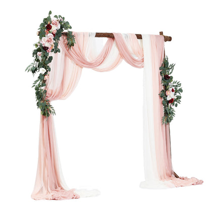Wedding Arch Flowers Kit, Pink, 5-Piece With 33ft Drapes