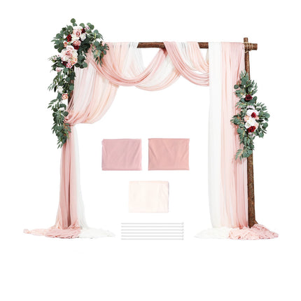 Wedding Arch Flowers Kit, Pink, 5-Piece With 33ft Drapes