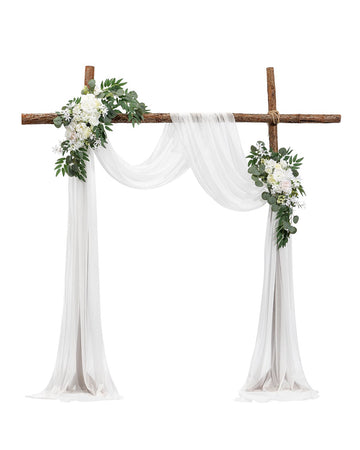 Wedding Arch Flowers Kit, White Silk, 21 ft Drape, 3-Piece