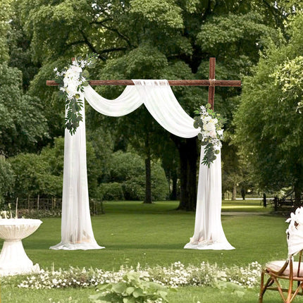 Wedding Arch Flowers Kit, White Silk, 21 ft Drape, 3-Piece