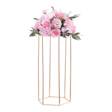 Wedding Flower Stand Set, 10 Pack 23.6 In Hexagon, Gold