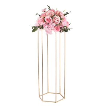 Wedding Flower Stand Set, 10-Pack 31.5-Inch Gold Hexagonal