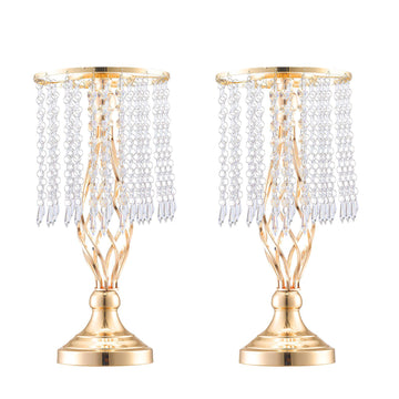 Wedding Flower Stand Set, 43 cm Gold Metal Crystal, 20 Pcs