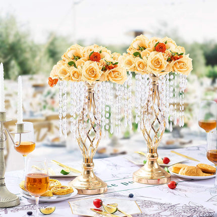 Wedding Flower Stand Set, 43 cm Gold Metal Crystal, 20 Pcs