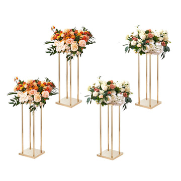 Wedding Flower Stands, 4-Pack Gold Iron Columns 60cm