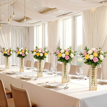 Wedding Flower Vase Set, 16 Pack, 26 cm Crystal Gold