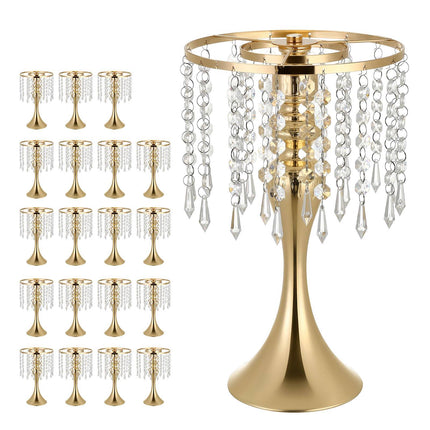 Wedding Flower Vase Set, 20-Pack 33.5 cm Gold Crystal