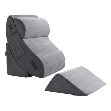 Wedge Pillow, 4-Piece Adjustable Orthopedic Set, Dark Gray