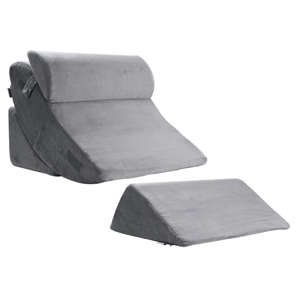 Wedge Pillow, 4-Piece Adjustable Orthopedic Set, Dark Gray