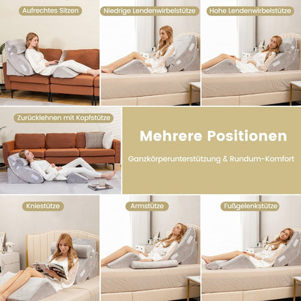 Wedge Pillow Set 4 Piece Bed Wedge Pillow Postoperative Memory Foam Pillow Set Gray