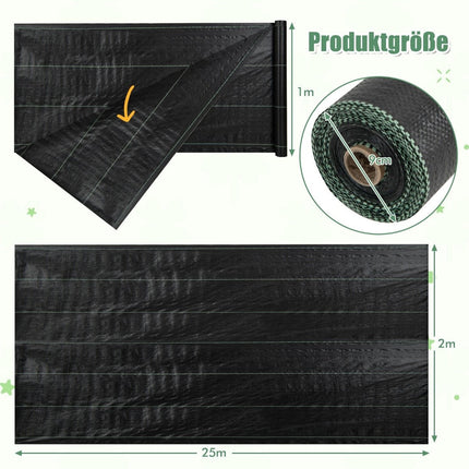 Weed Barrier Fabric, 50m², Black, 25x2m, 60g/m²