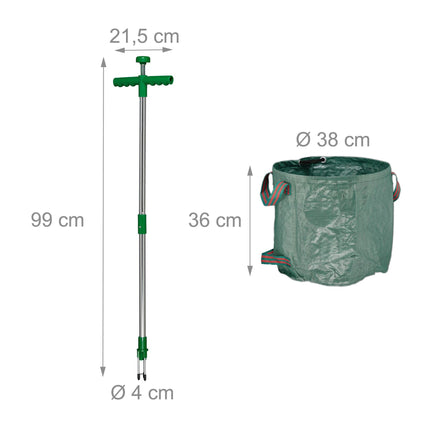 Weed remover with bag for garden waste