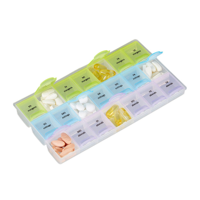 Weekly Pill Box, 7-Day Organizer with 3 Compartments
