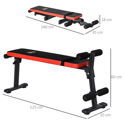 Folding multifunctional weight bench, 110 kg capacity, steel