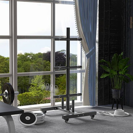 Weight plate rack with wheels - 6 bar, steel, 200 kg capacity