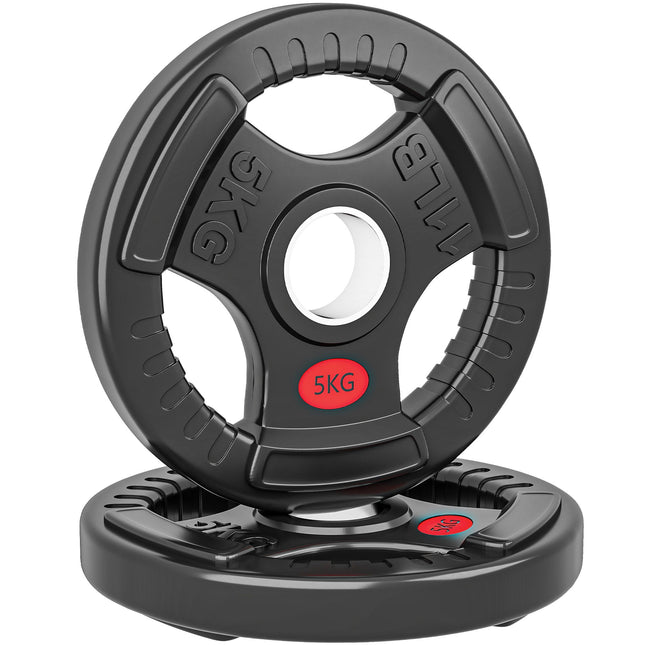 Weight Plates Set, 2 x 5 kg, 5 cm Barbell Fit, Black
