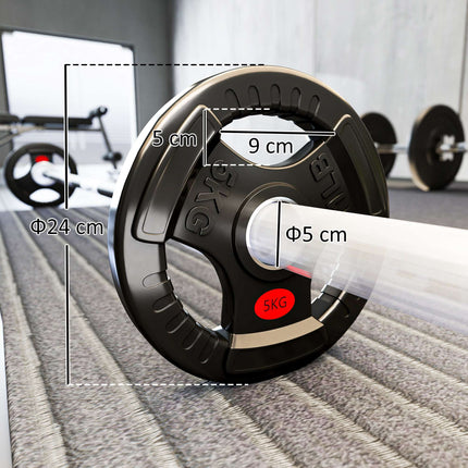 Weight Plates Set, 2 x 5 kg, 5 cm Barbell Fit, Black