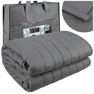 Weighted Blanket 6 kg 200 x 150 cm with Bead Pockets, Grey, Cotton Cover