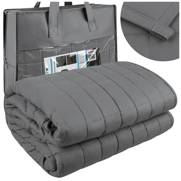 Weighted Blanket 8 kg 200 x 150 cm with Glass Beads, Grey, Cotton Cover