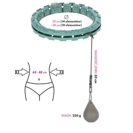 Weighted Green Hula Hoop with Adjustable Waist & Counter