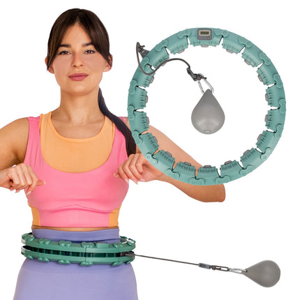 Weighted Green Hula Hoop with Adjustable Waist & Counter