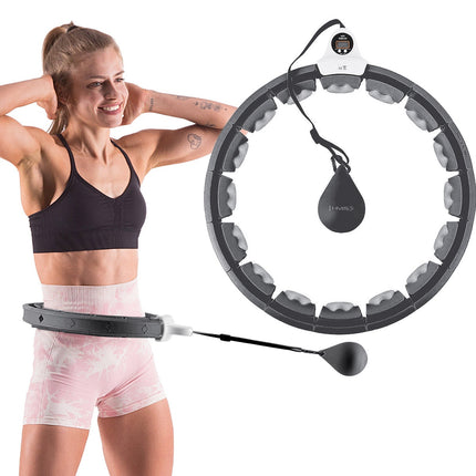 Weighted Hula Hoop with Counter & Waist Support, Black