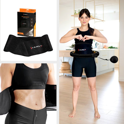 Weighted Hula Hoop with Counter & Waist Support, Black/Gold