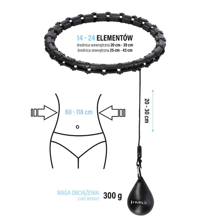 Weighted Hula Hoop with Waist Support, Black/Red