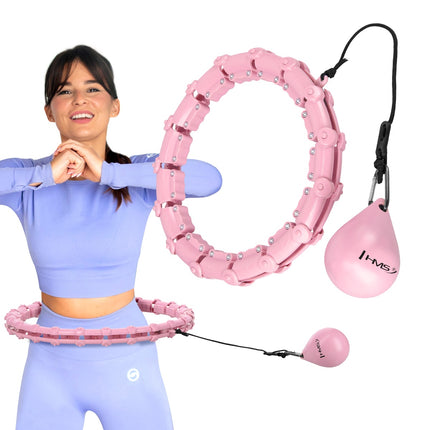 Weighted Hula Hoop with Waist Support, Light Pink