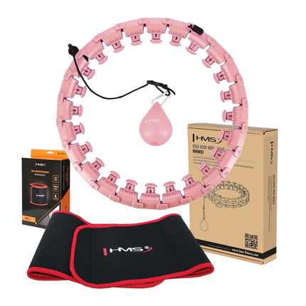 Weighted Hula Hoop with Waist Support, Pink/Red