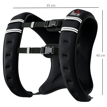 Weighted vest 10 kg adjustable strength training, black