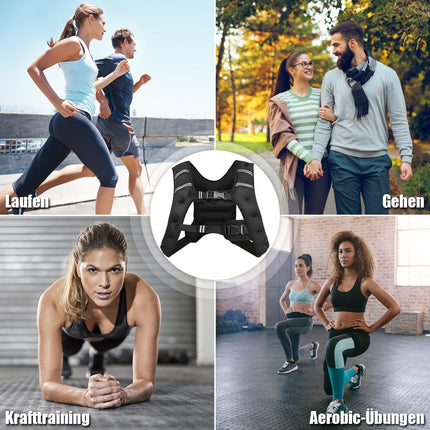 Weighted Vest 15KG, Adjustable Straps, Reflective Strips