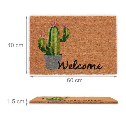 Welcome &amp; Cactus doormat in coconut