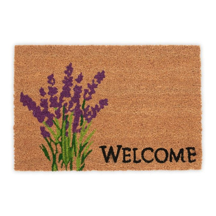 Welcome &amp; Lavender door mat in coconut