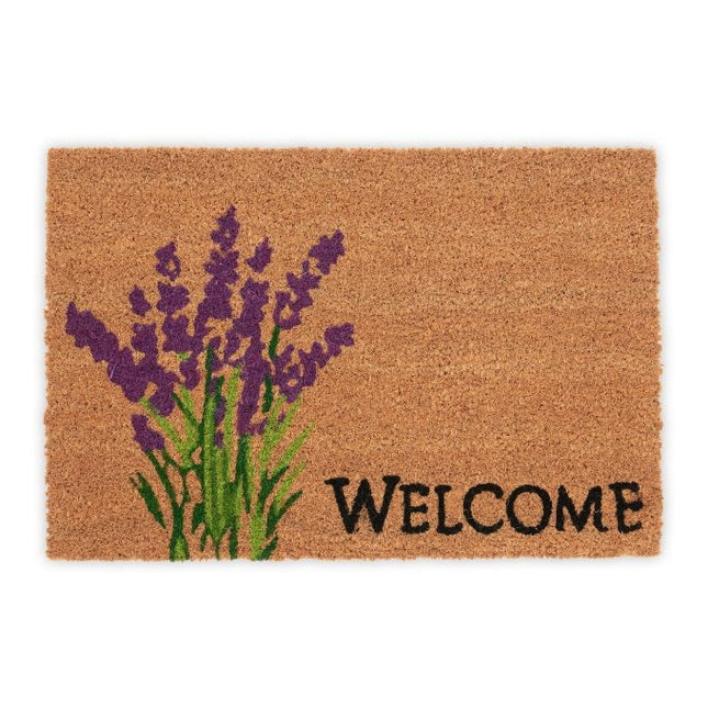 Welcome &amp; Lavender door mat in coconut