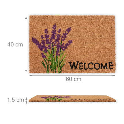 Welcome &amp; Lavender door mat in coconut