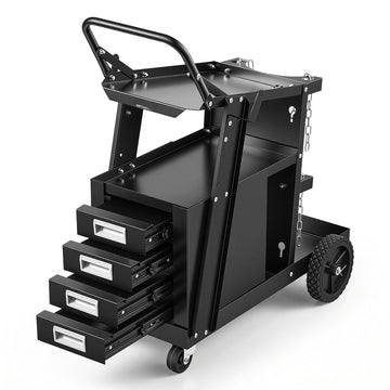Welding Cart, 2-Tier 4-Drawer, 265 lb, Swivel Casters