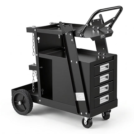 Welding Cart, 2-Tier 4-Drawer, 265 lb, Swivel Casters