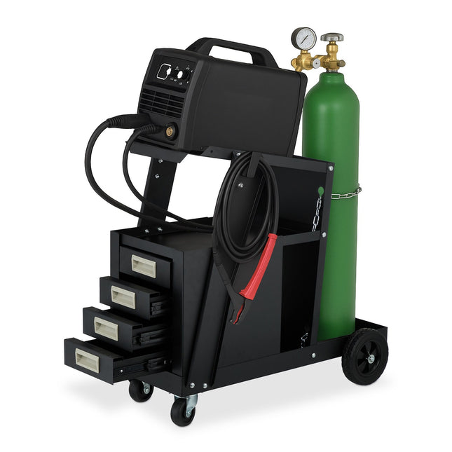 Welding Cart with Shelves and Cylinder Storage