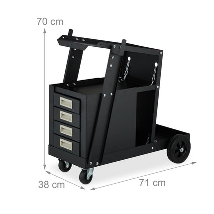 Welding Cart with Shelves and Cylinder Storage
