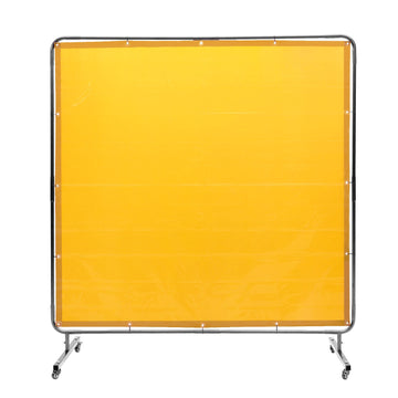 Welding Screen With Frame, 6x6 Ft, Wheeled, Yellow