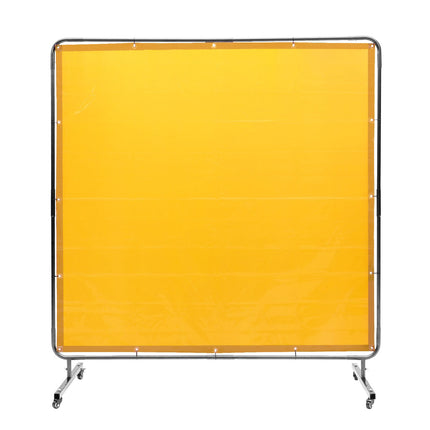 Welding Screen With Frame, 6x6 Ft, Wheeled, Yellow