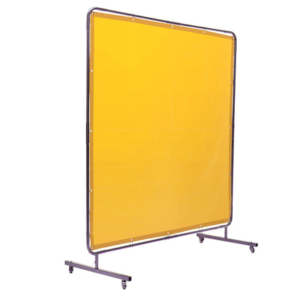 Welding Screen With Frame, 6x6 Ft, Wheeled, Yellow