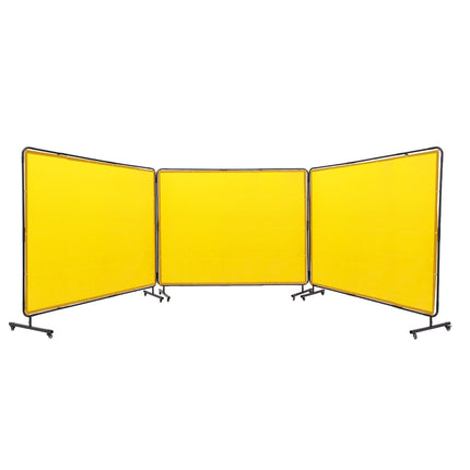 Welding Screen with Frame, 6 x 8 ft, 3-Panel, Flame-Resistant Vinyl