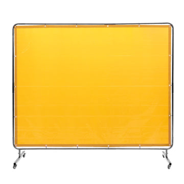 Welding Screen with Rolling Frame, 6 x 8 ft, FR Vinyl