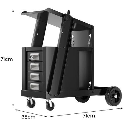 Welding trolley with 4 drawers & gas bottle holder 71 x 38 x 71 cm black