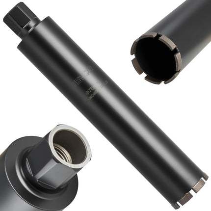 Wet Diamond Core Drill Bit 3 In, 14 In Depth, 1-1/4-7