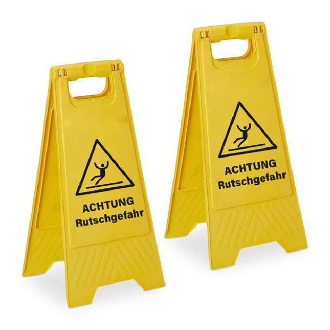 Wet Floor Warning Sign, 2-Pack, Folding Design
